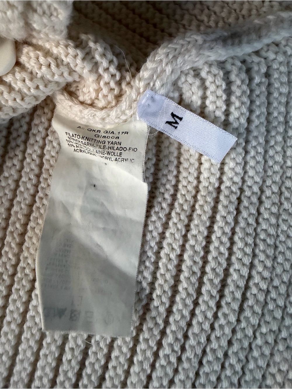 Cream Off-the-Shoulder Ribbed Button-Front Sweater - Picture 5 of 8